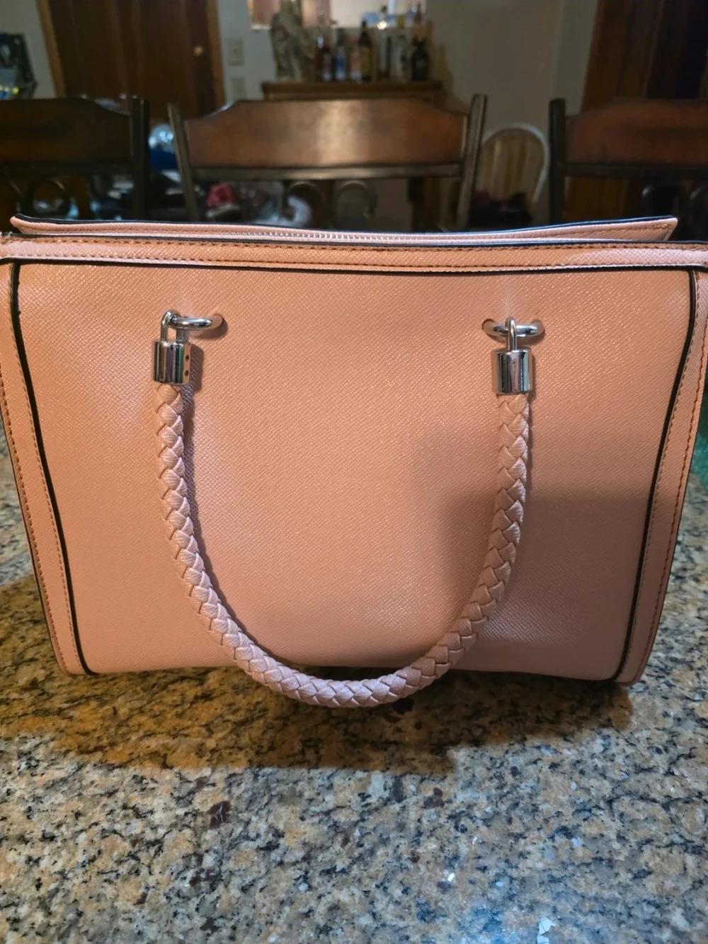 GUESS Pink Braided-Handle Satchel